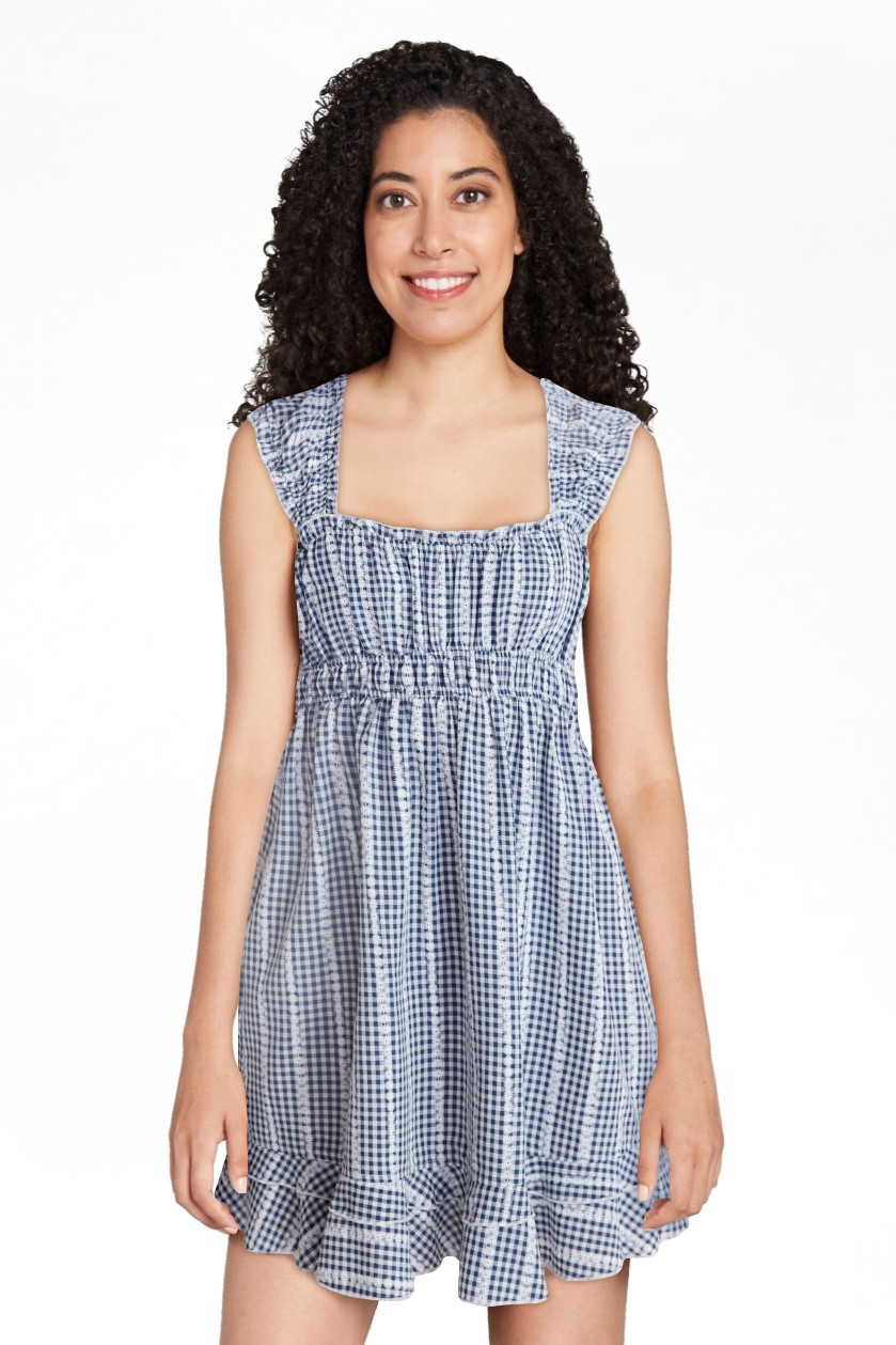 No Boundaries Empire Waist Dress with Cap Sleeves, Women's XXS-XXL | Walmart (US)