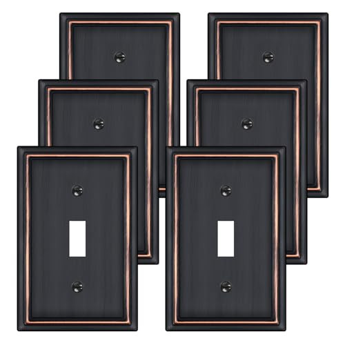 Oil Rubbed Bronze Decorative Light Switch Covers Plate, Metal Material 1 Gang Wall Plates for Light Switch, Single Toggle Switch Plate Cover - Classic Style, 6 Pack | Amazon (US)
