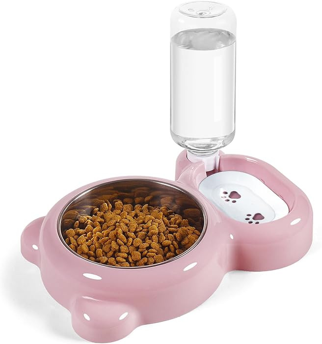 Dog Bowls, Cat Food and Water Bowl Set with Water Dispenser and Stainless Steel Bowl for Cats and... | Amazon (US)