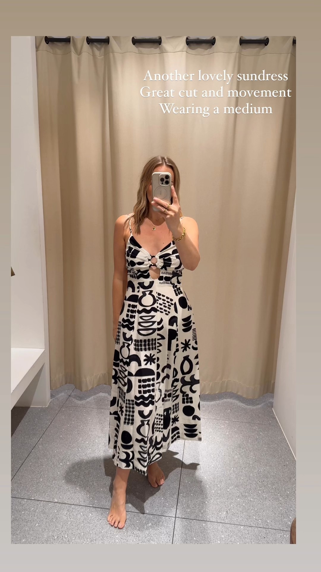 This is a great sundress - selling quickly. 
Fab movement 
Great print 
Wearing a size medium 
Which I’d say fits a U.K. 12 ( I’m a 14 usually but have a smaller waist and bust) 

#LTKmidsize #LTKsummer #LTKdresses