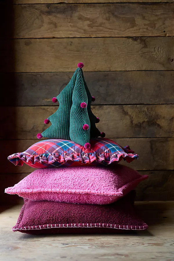 Aldea Corduroy Pom Pom Shaped Tree Pillow | Anthropologie (US)