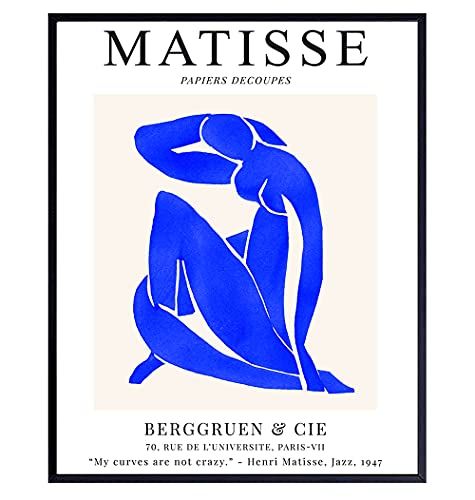 Matisse Wall Art - Blue Matisse Poster, 8x10 - Matisse Print - Minimalist Wall Art - Abstract Art... | Amazon (US)