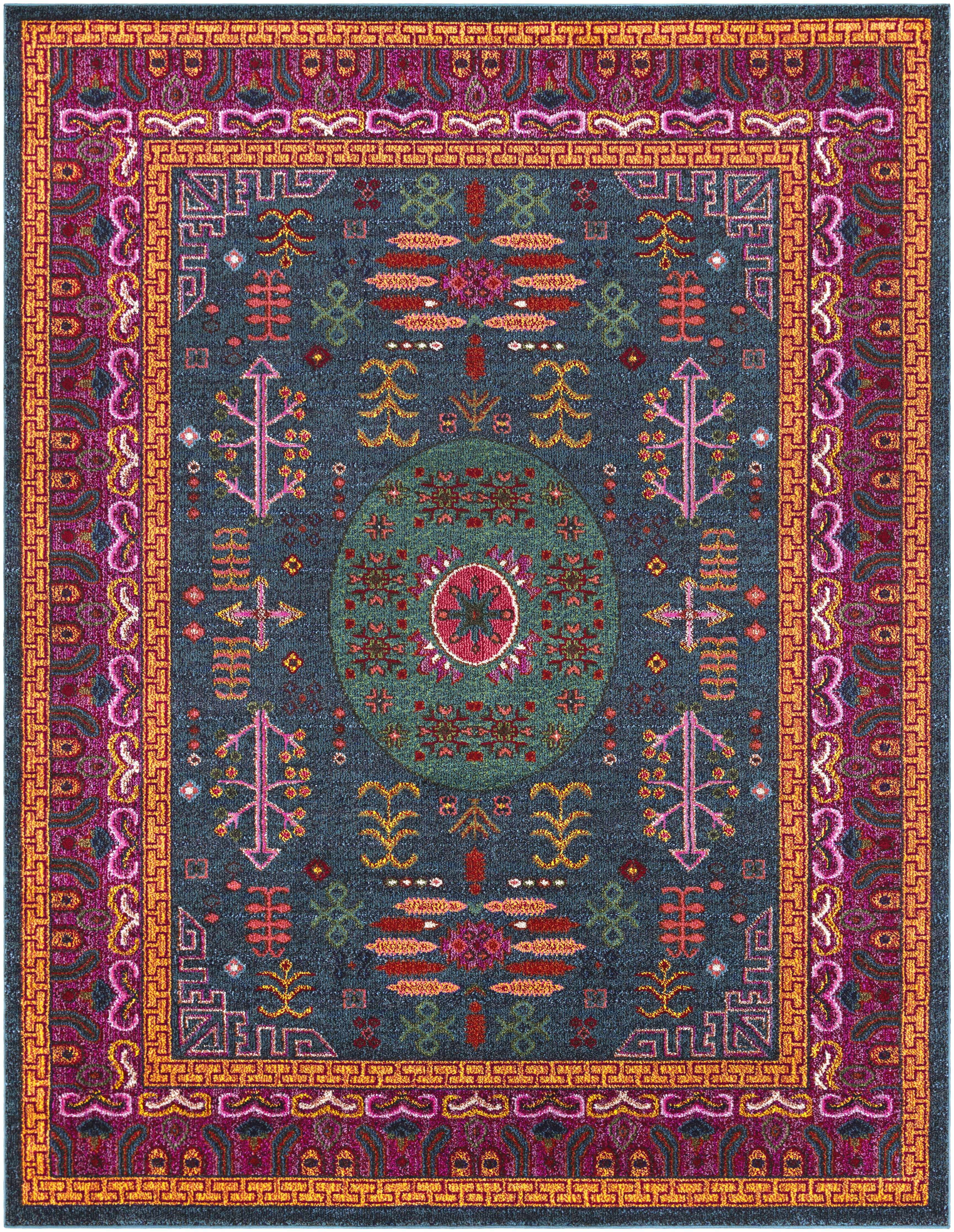 BoutiqueRugs Cleveland Colorful Traditional Area Rug - Teal, Aqua, Navy - 7'10" x 10'2" | Walmart (US)