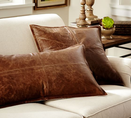 Pieced Leather Pillow Covers | Pottery Barn (US)