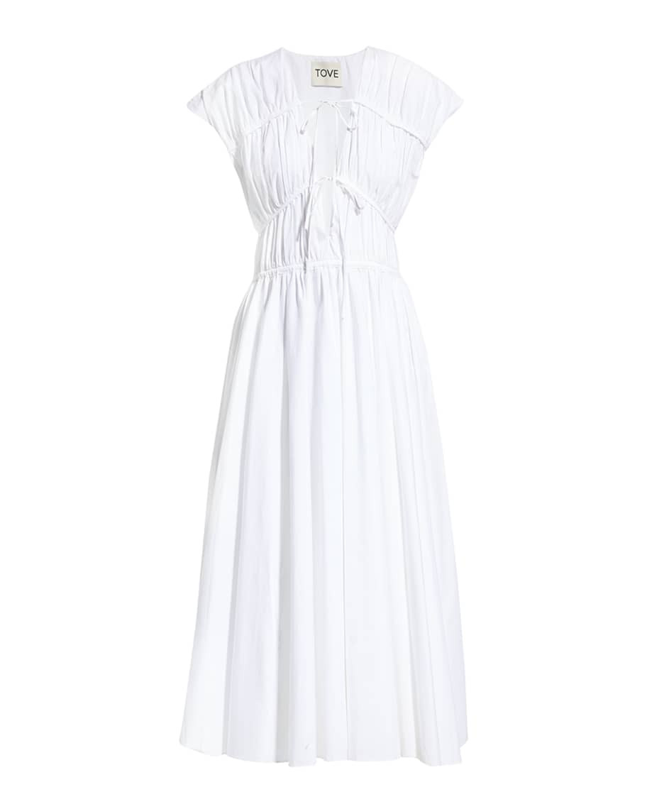 Ceres Ruched Drawstring Midi Dress | Neiman Marcus