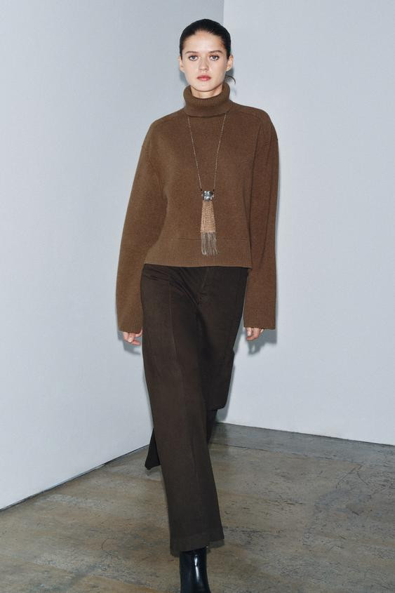 95% WOOL HIGH COLLAR JUMPER | Zara US