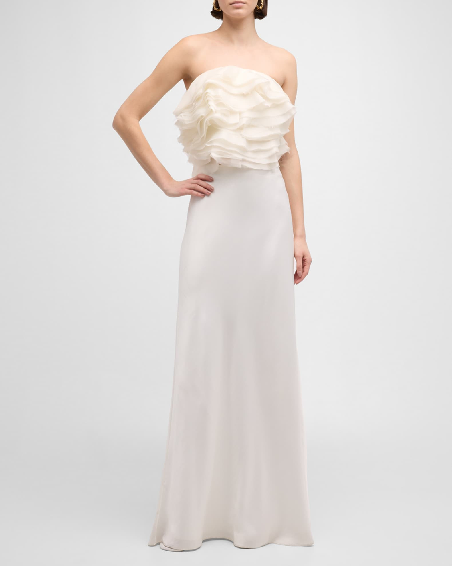 Kirsten Strapless Ruffle Crop Top | Neiman Marcus