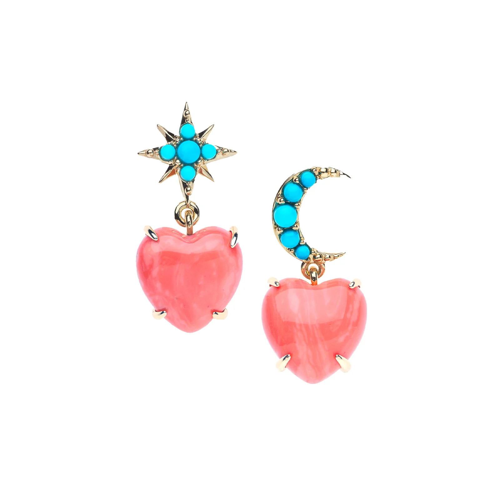 LOVE You To the Moon and Stars Earrings in Coral | Jane Win