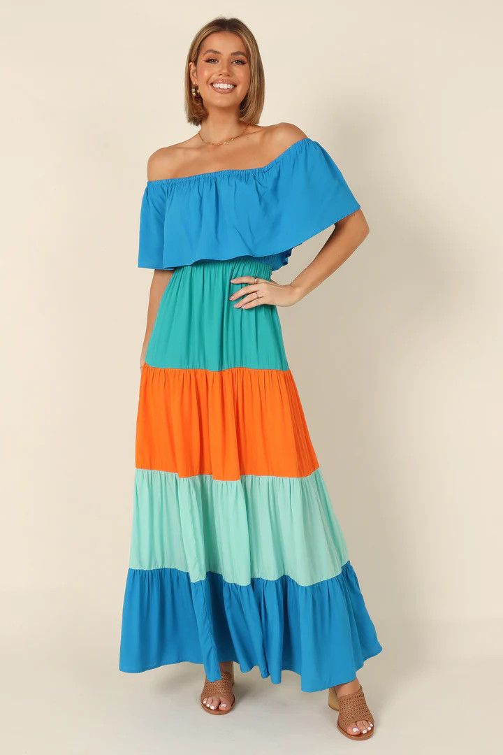 Eazon Off Shoulder Maxi Dress - Blue | Vacation Style | Petal & Pup (US)