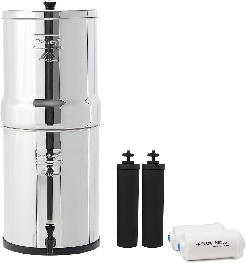 Royal Berkey Gravity-Fed Water Filter System 3.25 Gallon with 2 Black Berkey Elements, 2 Berkey P... | Amazon (US)