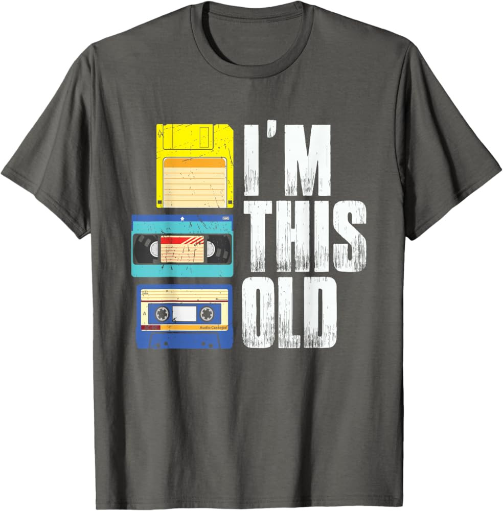 I'm This Old Retro Vintage Cassette Tape Floppy Disk & VHS T-Shirt | Amazon (US)