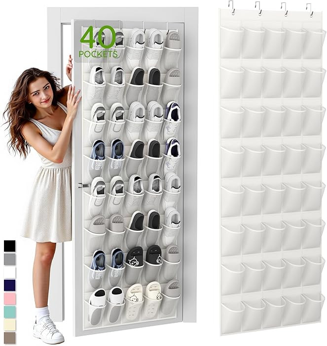 Unjumbly Over the Door Shoe Organizer with 40 Large Breathable Mesh Pockets, Space Saving Shoe Ho... | Amazon (US)