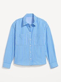 Striped Cropped Utility Boyfriend Shirt for Women | Old Navy (US)