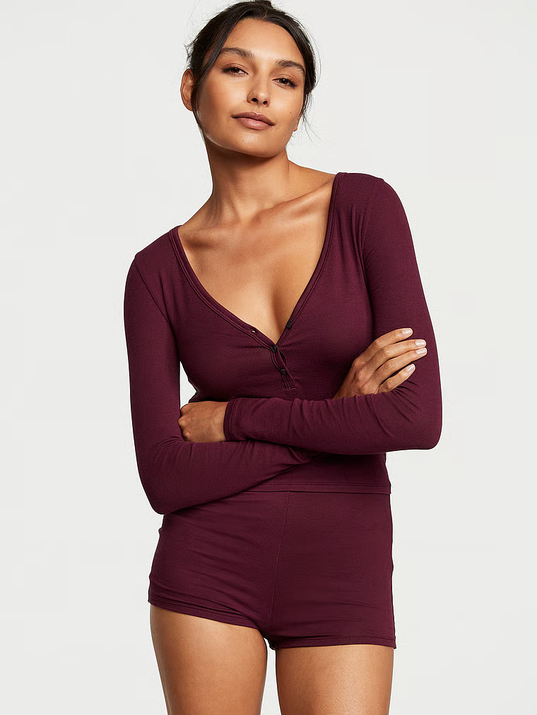 Ribbed Modal Henley Short Set | Victoria's Secret (US / CA )