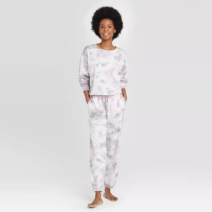 Women's Tie-Dye Cropped Lounge Sweatshirt - Colsie™ Purple | Target