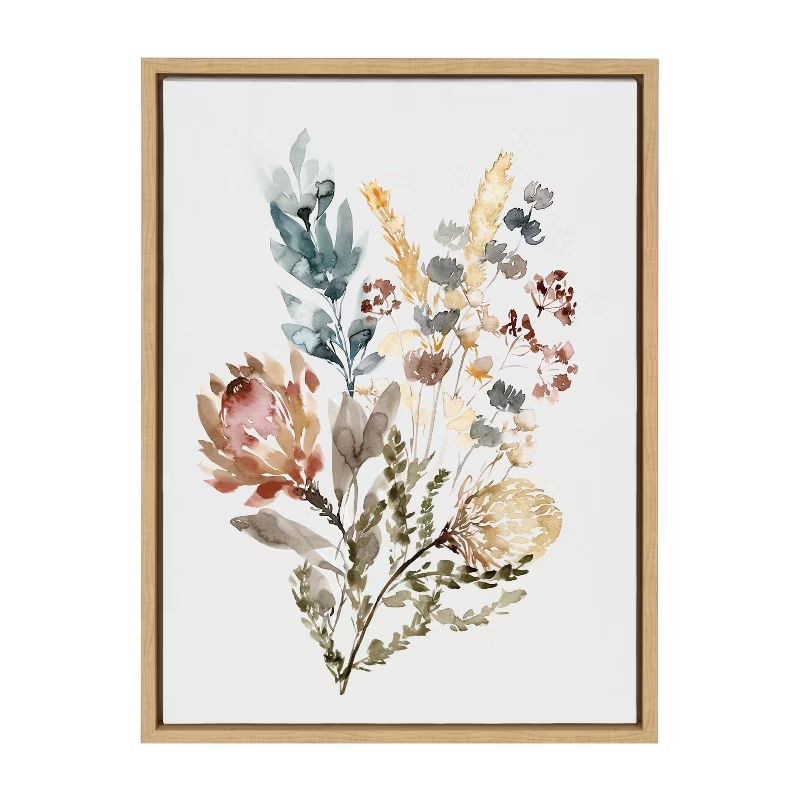 18" x 24" Sylvie Wildflower Bunch Framed Wall Canvas by Sara Berrenson Natural - Kate & Laurel Al... | Target