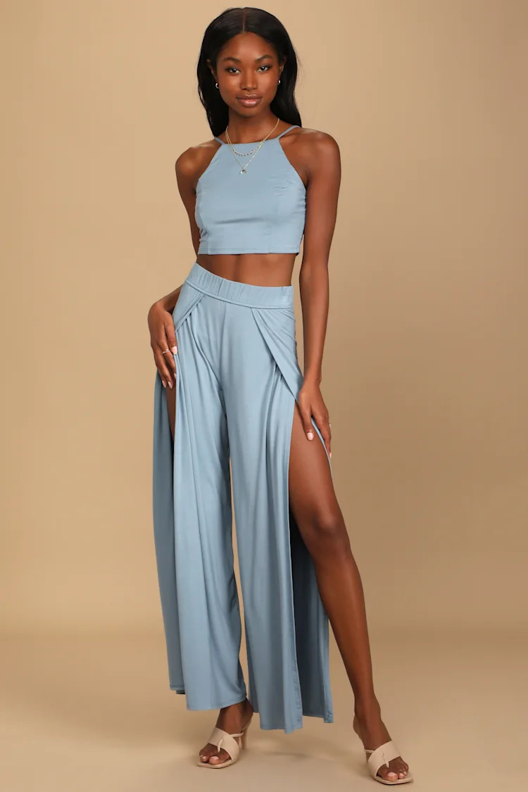 Instant Winner Light Blue Tie-Back Two-Piece Jumpsuit | Lulus (US)