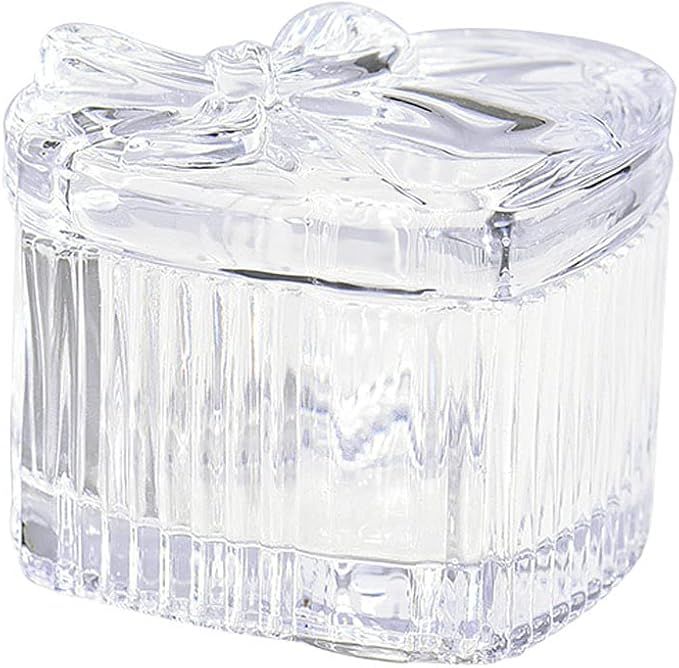 RockTrend Embossed Heart-Shaped Bowknot Glass Storage Box Jewelry Box Candy Box with Lid | Amazon (US)
