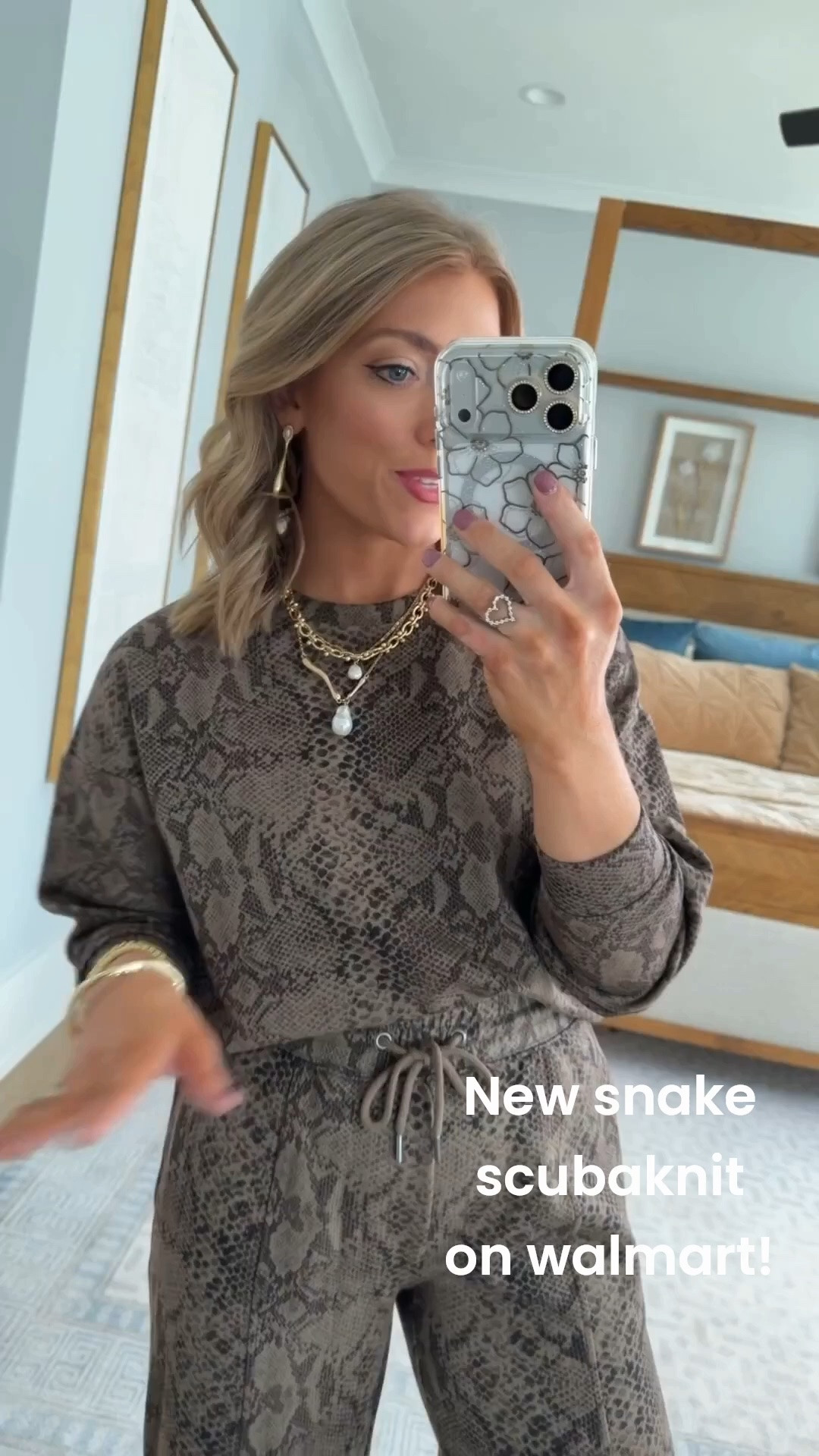 Walmart did NOT miss with this one! 🐍🤎 This new snake print matching set is the perfect combination of comfy + elevated. I love the relaxed sweatshirt with the wide-leg drawstring pants, and the neutral brown print makes it so easy to style for fall. Wear the pieces together or mix them into your wardrobe separately — such a good Walmart fashion find for travel days, errands, school drop-off or lounging!

#WalmartFashion #WalmartFinds #WalmartNewArrivals #WalmartStyle #MatchingSet #WalmartMatchingSet #FallFashion #FallOutfits #AffordableFashion #ComfyStyle #TravelOutfit #MomStyle #SnakePrint #FallStyle

#LTKootd #LTKTravel #LTKPetite