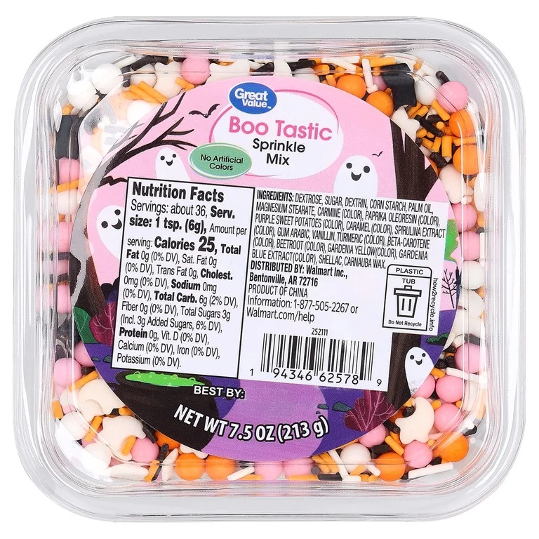 Great Value Boo Tastic Sprinkle Mix, 7.5 oz | Walmart (US)