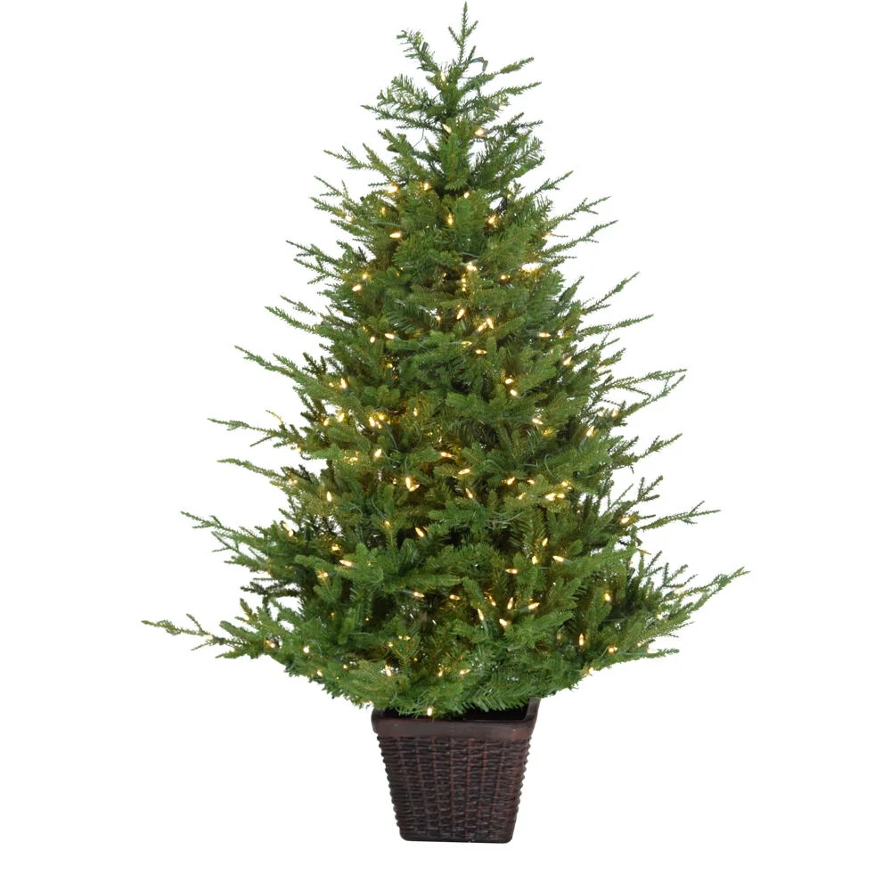 Fraser Hill Farm 5.0-Ft Adirondack Pre Lit Potted Christmas Tree Décor with Warm White LED Light... | Walmart (US)