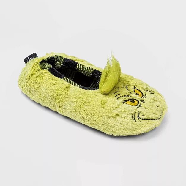Women's The Grinch Slipper Socks with Grippers - Green | Target