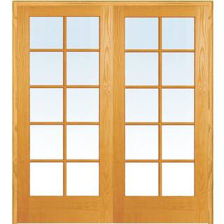 MMI Door 48 in. x 80 in. Both Active Unfinished Pine Glass 10-Lite Clear True Divided Prehung Int... | The Home Depot