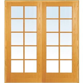 MMI Door 48 in. x 80 in. Both Active Unfinished Pine Glass 10-Lite Clear True Divided Prehung Int... | The Home Depot