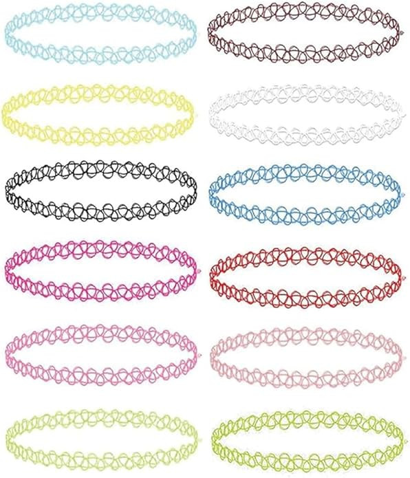 BodyJ4You 12PC Tattoo Choker Necklace - 90s Accessories 2000s Jewelry Y2K Fashion Vintage Trendy ... | Amazon (US)