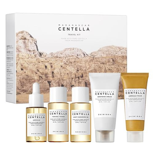 SKIN1004 Centella Travel Kit, Korean Skin Care Set with Toner, Moisturiser, Serum, Cleansing Oil & Cleanser, Travel Size Set with Madagascar Centella, Sensitive Skin, Perfect for Travel Beauty & Gifts | Amazon (US)