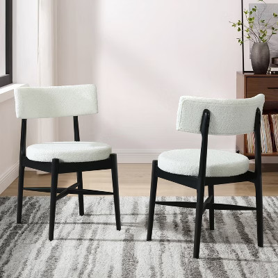 KWPZQEB Mid Century Modern Dining Chairs Set of 2, Round Kitchen Chairs with Upholstered, Curved Backrest and Rubberwood Frame for Vanity,Living Room | Target