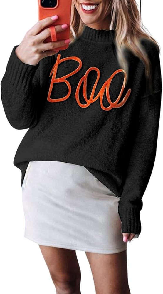 MARZXIN Women 2024 Apricot Boo Knitted Pattern Ribbed Edge Drop Shoulder Sweater Casual Pullover ... | Amazon (US)