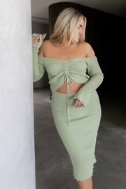 Geneva Off Shoulder Midi Dress - Sage | Petal & Pup (US)