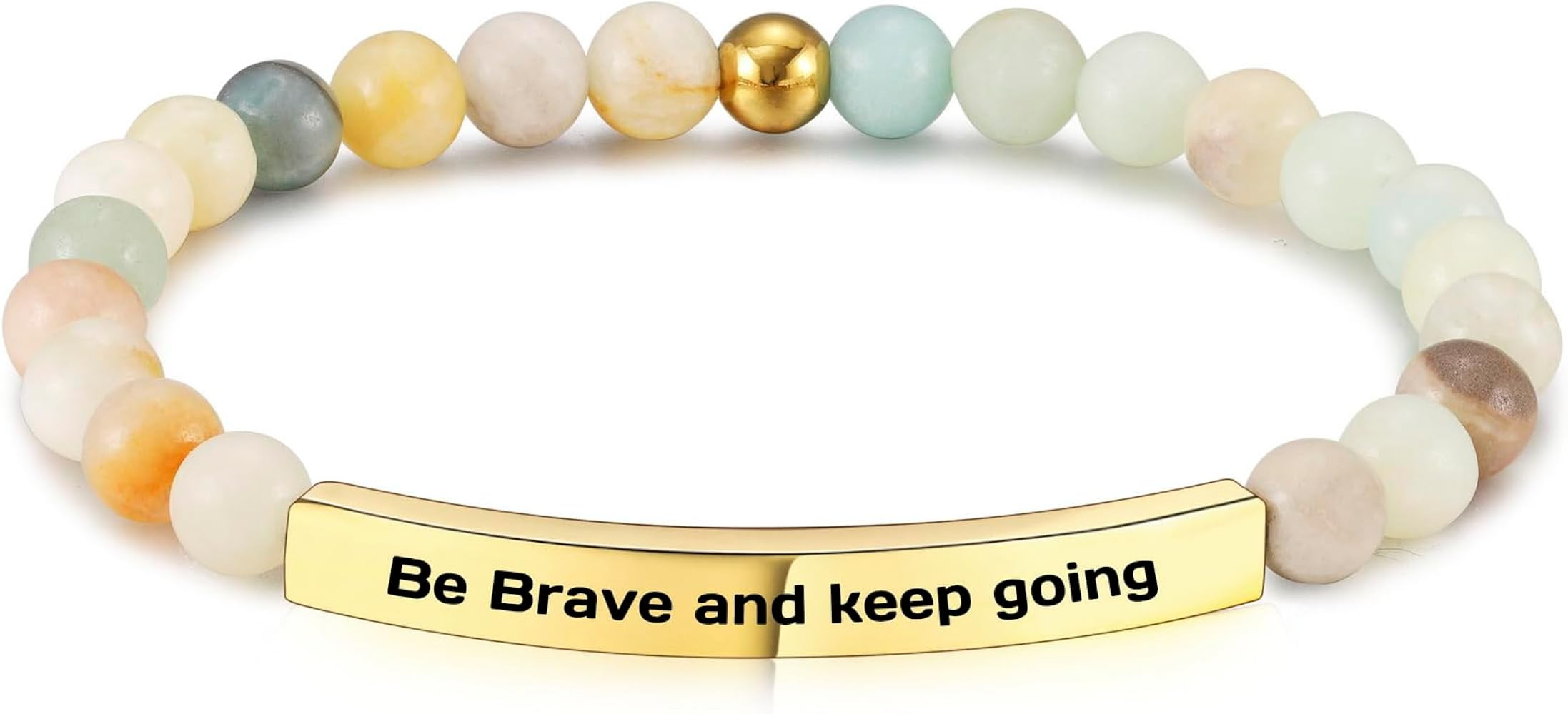 MMXX Personalized Bracelets for Women 6mm Natural Stone Beaded Stretch Bracelet Engraved Name Ins... | Amazon (US)