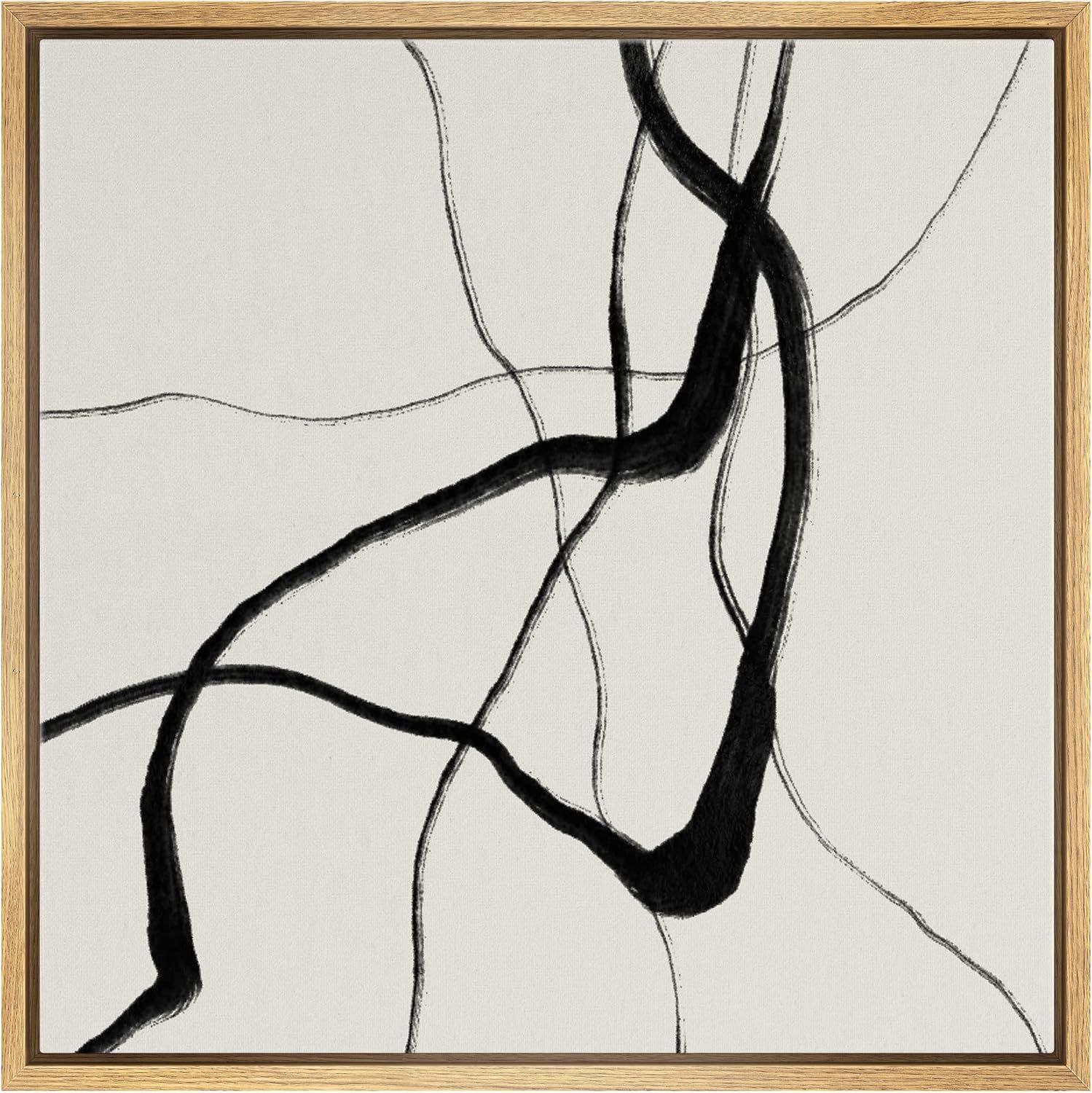 SIGNWIN Framed Canvas Print Wall Art Black Paint Stroke Ribbon Collage Abstract Shapes Illustrati... | Amazon (US)