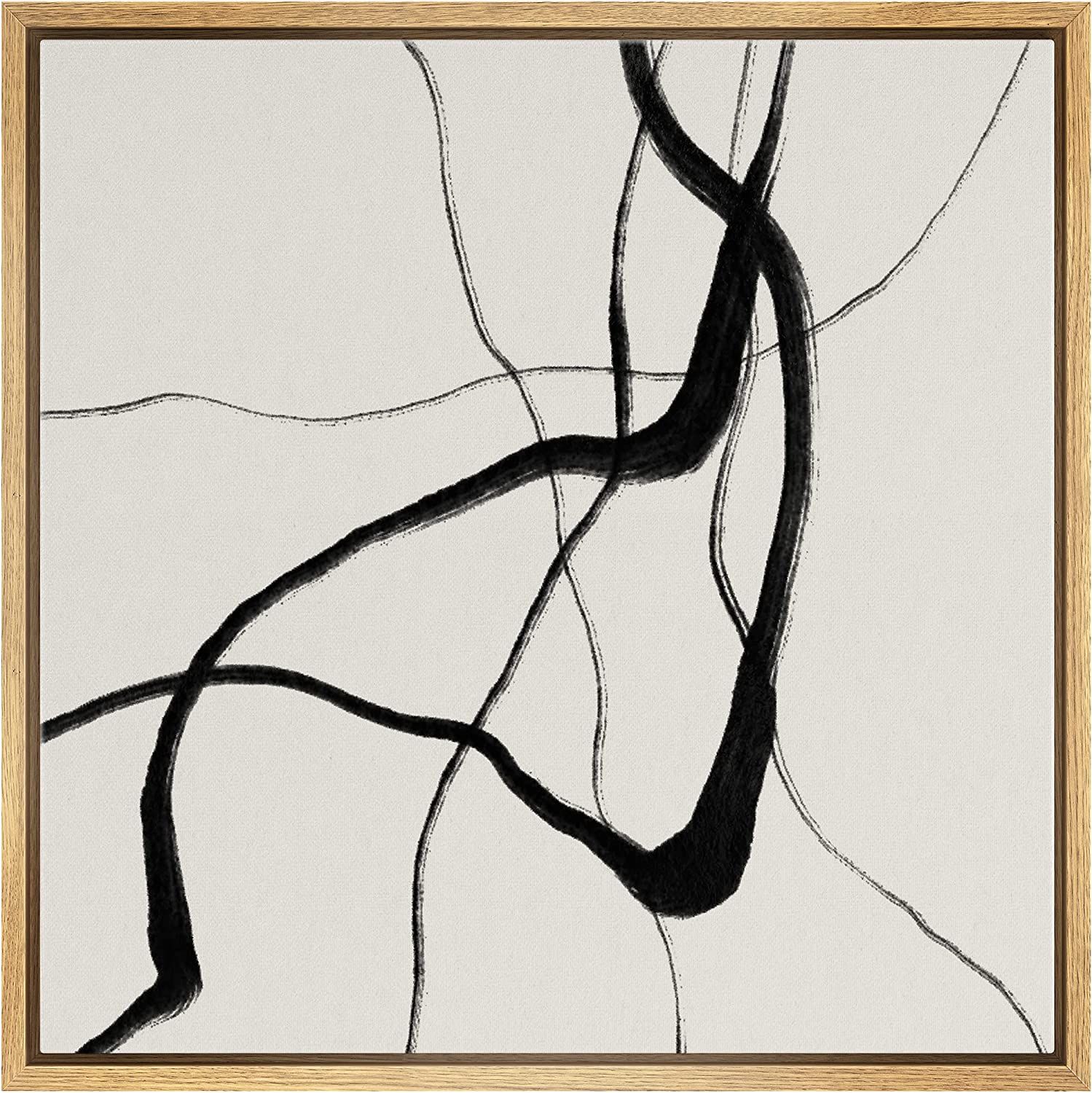SIGNWIN Framed Canvas Print Wall Art Black Paint Stroke Ribbon Collage Abstract Shapes Illustrati... | Amazon (US)