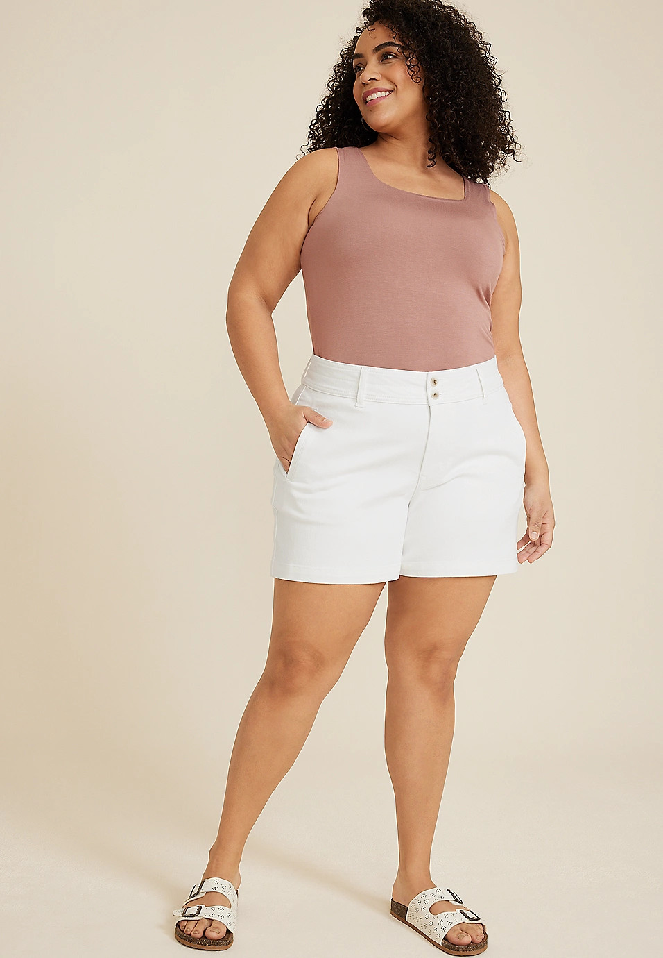Plus Size m jeans by maurices™ White High Rise 5in A Line Short | Maurices