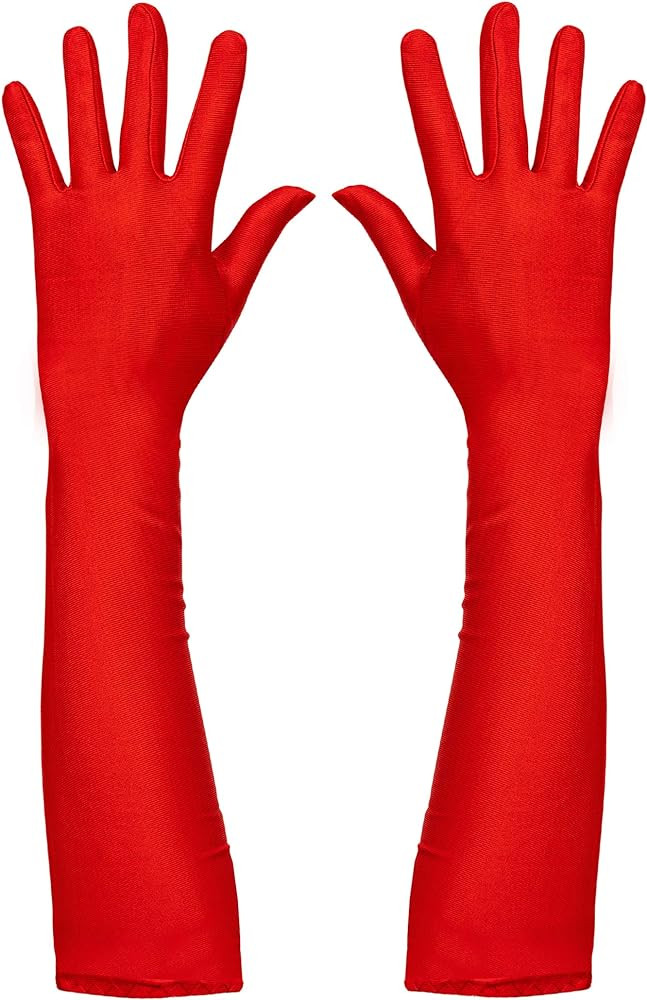 Skeleteen Red Satin Opera Gloves - Roaring 20's Fancy Flapper Elbow Gloves - 1 Pair | Amazon (US)