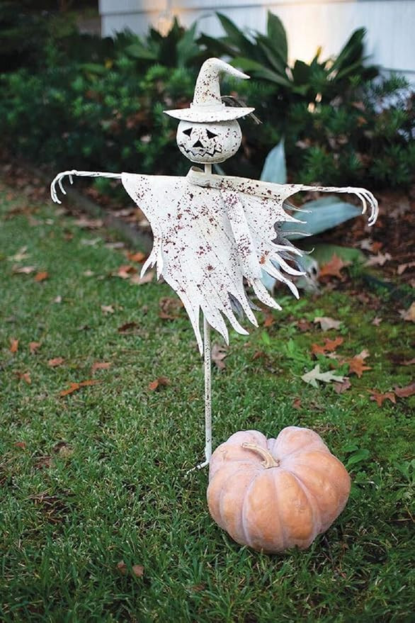 Kalalou CZG1402 Rustic Metal Scarecrow Yard Stake, 43-inch Tall, White | Amazon (US)