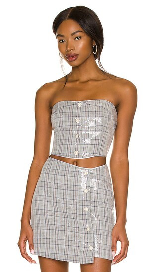Mischa Top in Grey Plaid | Revolve Clothing (Global)