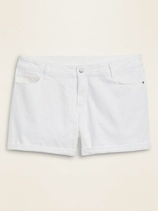 High-Waisted Secret-Slim Pockets Plus-Size White Jean Shorts -- 5-inch inseam | Old Navy (US)