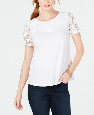 Charter Club Petite Cotton Embroidered T-Shirt, Created for Macy's | Macys (US)