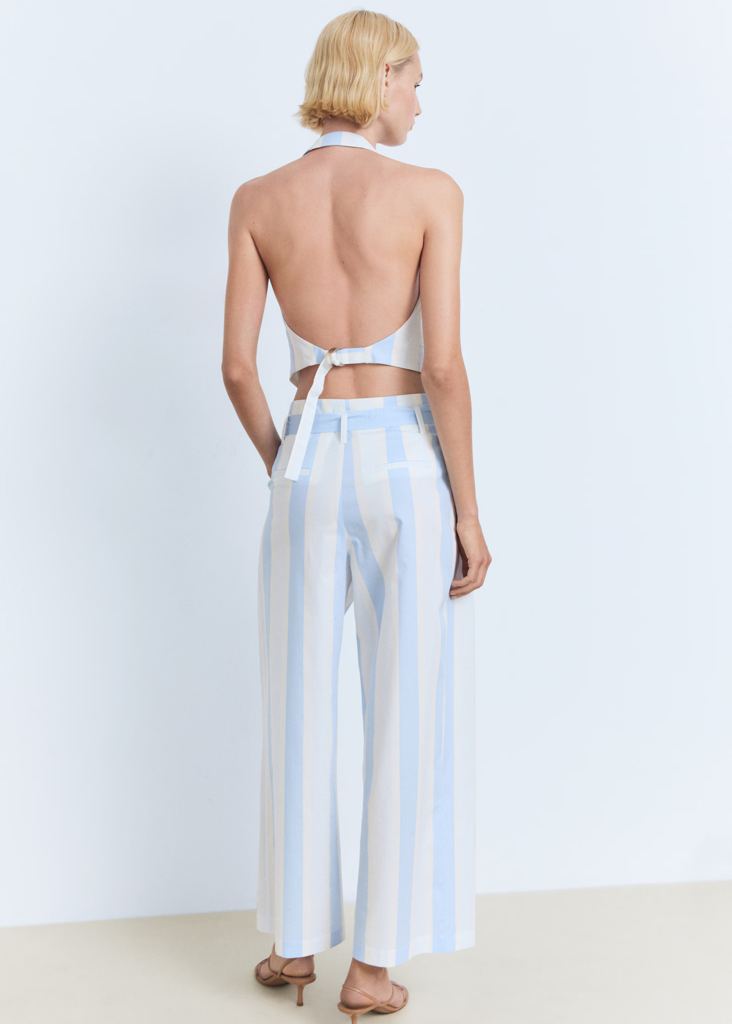 Striped culotte trousers with belt - Women | MANGO United Kingdom | MANGO (UK)