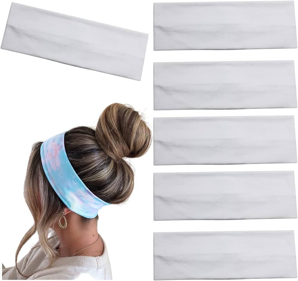 MLMOMVME 6 Pcs White Headbands for Women Hair Cotton Headband for Tie Dye Party Supplies, Non-sli... | Amazon (US)