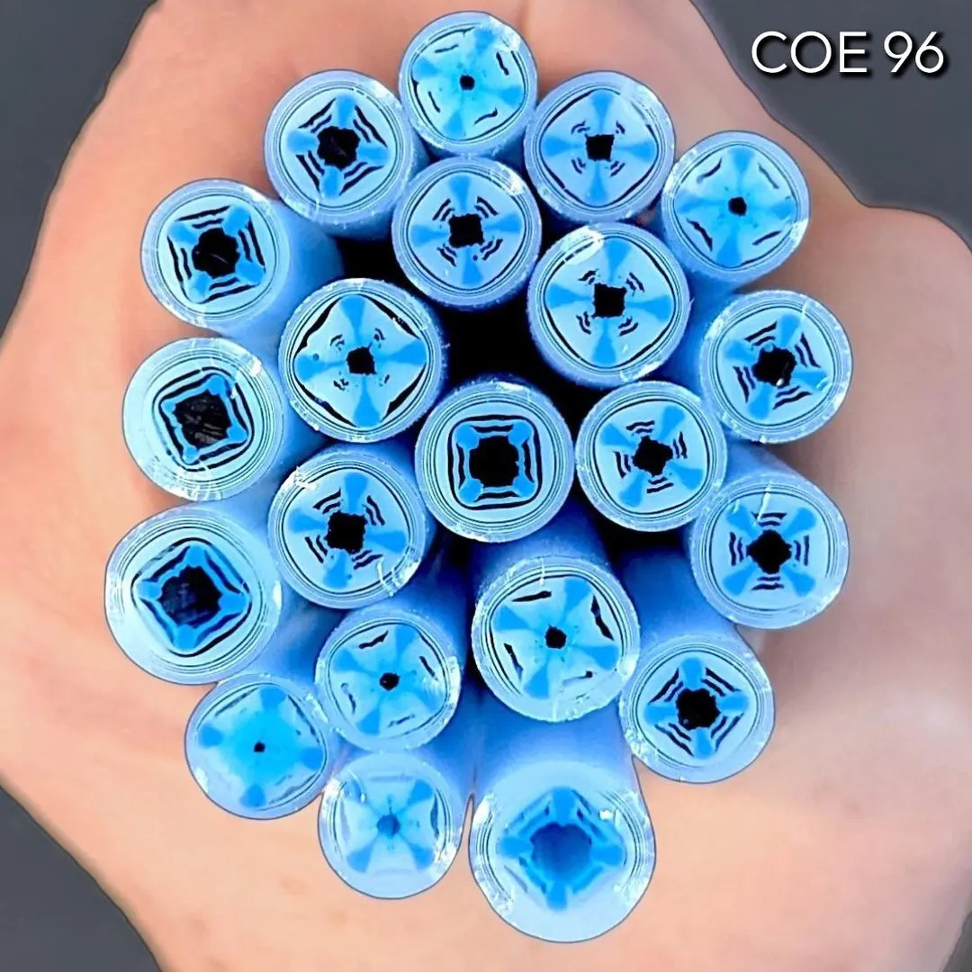 COE 96 Murrini | Blue White Quatrefoil 1oz | Millefiori, Murrine, Vitrigraph, Glass Cane, Glass S... | Etsy (US)