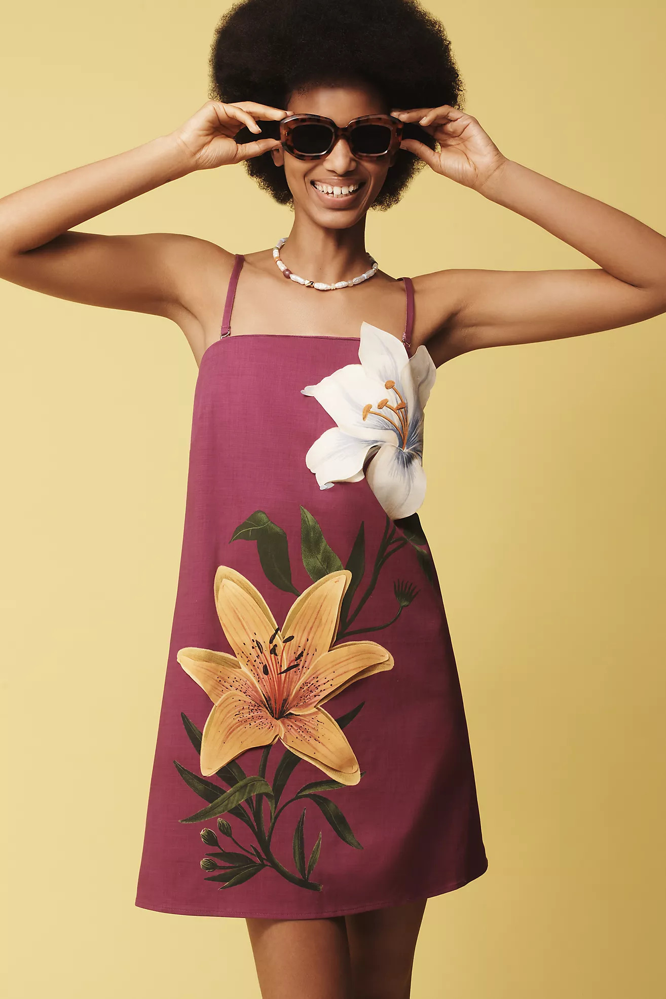 Farm Rio x Anthropologie Strapless 3D Floral Mini Dress | Anthropologie (US)