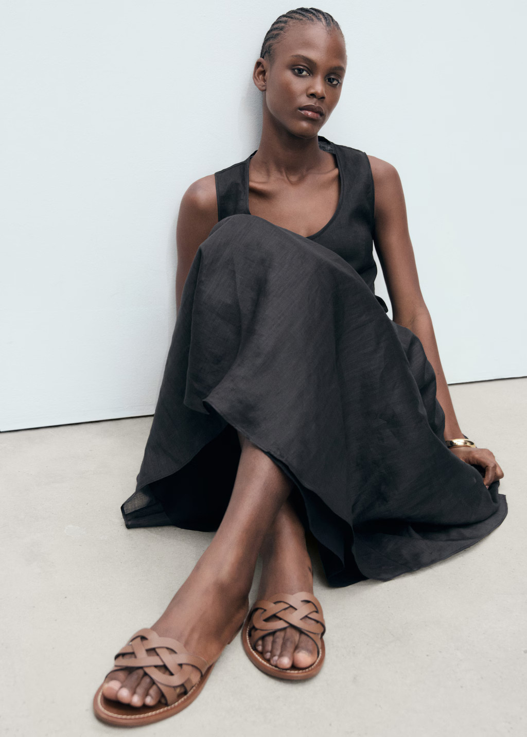 Leather sandals with intertwined strap - Women | MANGO USA | Mango (US/MX/AU)