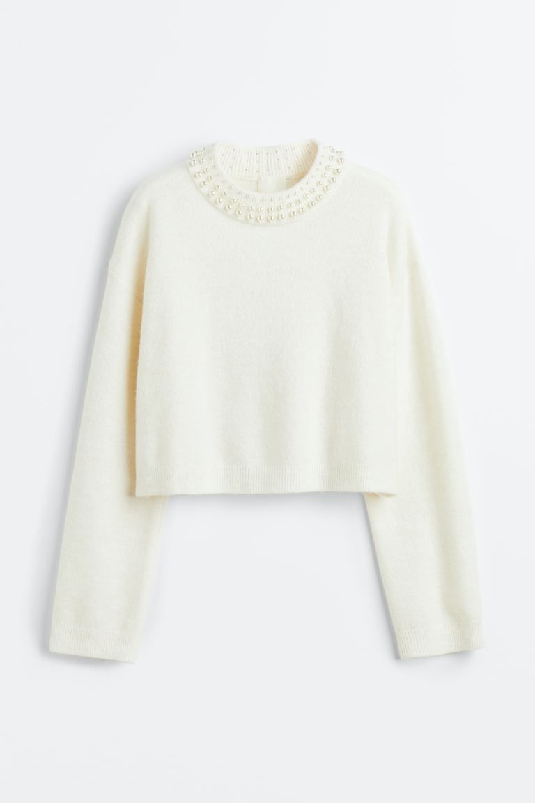 Beaded Sweater - Cream - Ladies | H&M US | H&M (US + CA)