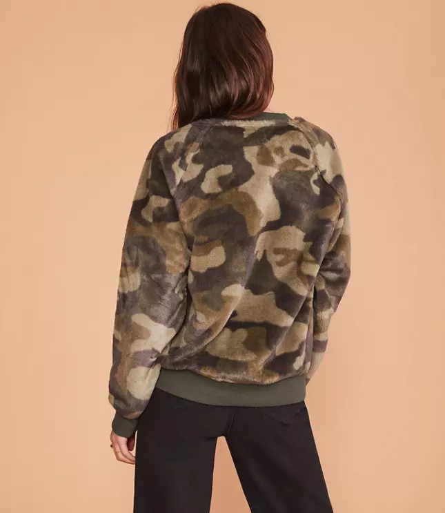 Camo Faux Fur Sweatshirt | Lou & Grey | Lou & Grey (US)