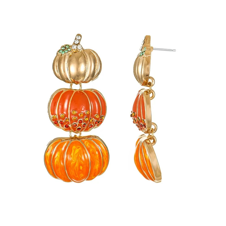 Packed Party Goldtone Pumpkin Patch Earrings, Female, 1 Pair | Walmart (US)